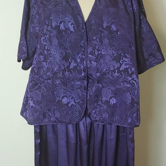 Vintage Victoria’s Secret Gold Label Jacquard Satin Top Pant Set PJ's Loungewear - Picture 4 of 13